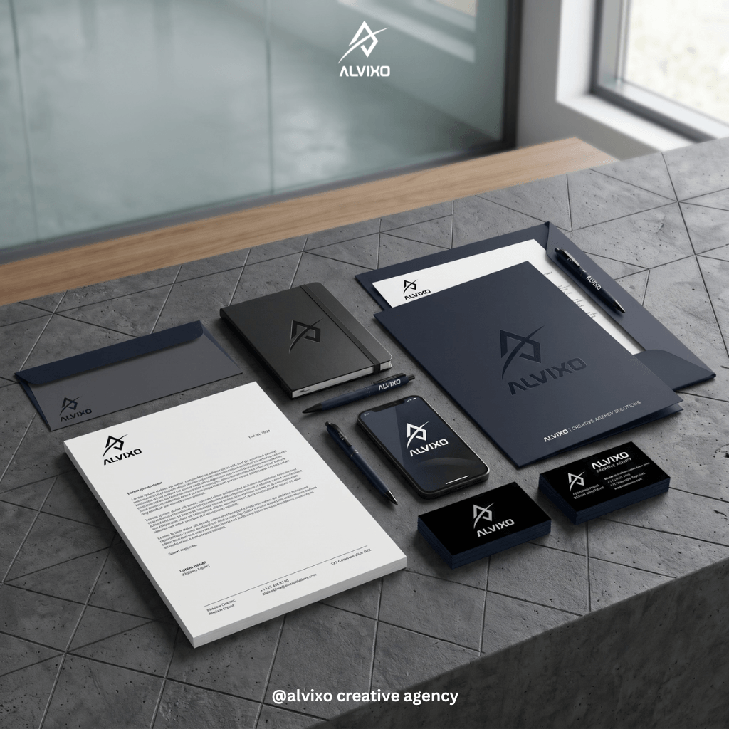 Minimalist corporate brand identity package by ALVIXO Creative Agency